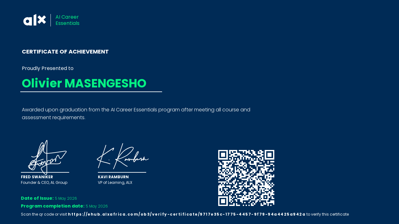 AI Career Essential certificate