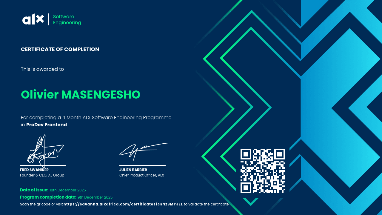Frontend certificate
